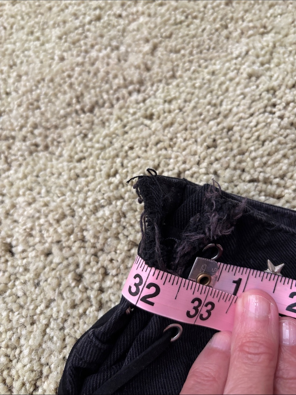Romwe Black Distressed Denim Shorts with Studs & Leopard Patch - Picture 5 of 6